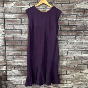 Ann Taylor Dress Women 8 Purple Sleeveless Flounce Hem Career Dress